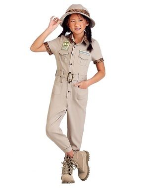 Zookeeper Costume with Safari Hat, Girls Large (10-12)